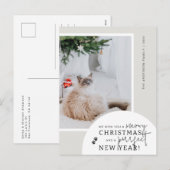 Cat Lover's Moderne Simple Photo Holiday Briefkaar Feestdagenkaart (Voorkant / Achterkant)