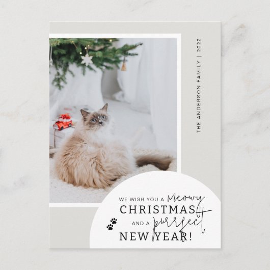 Cat Lover's Moderne Simple Photo Holiday Briefkaar Feestdagenkaart (Voorkant)