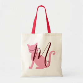 Cat Lovers Monogram Pink en Burgundy Tote Bag
