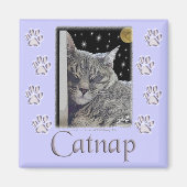 Cat Lover's Paarse poten "Catnap" Magneet (Voorkant)