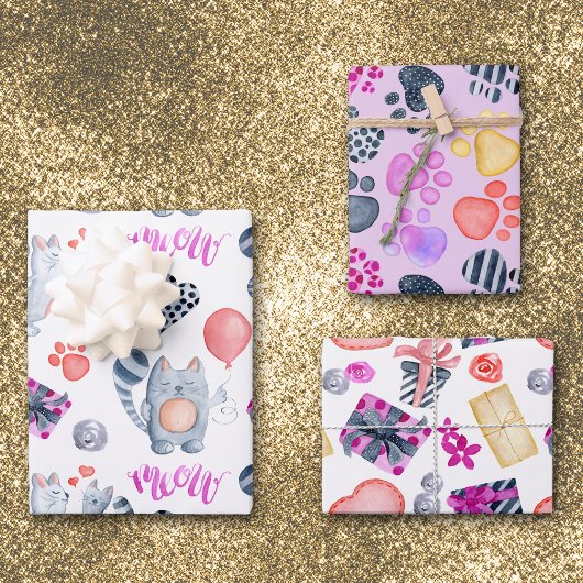 Cat Lovers Pattern Birthday Inpakpapier Vel