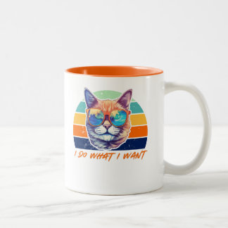 Cat Lovers Retro Ik doe wat Ik Wil Grappig Tweekleurige Koffiemok
