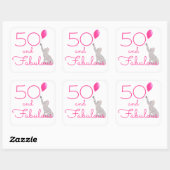 Cat Lover's roze 50 en Fabulous Birthday Vierkante Sticker (Vel)