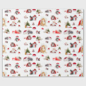 Cat Lovers Schattige kerstkantjes Cadeaupapier (Vlak)