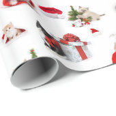 Cat Lovers Schattige kerstkantjes Cadeaupapier (Rol Hoek)