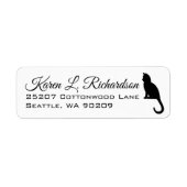 Cat Lover's Sitting Black Cat Silhouette Address Etiket (Voorkant)