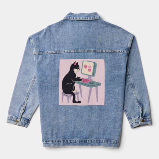 Cat lovers Tuxedo cat Denim Jacket (Achterkant)