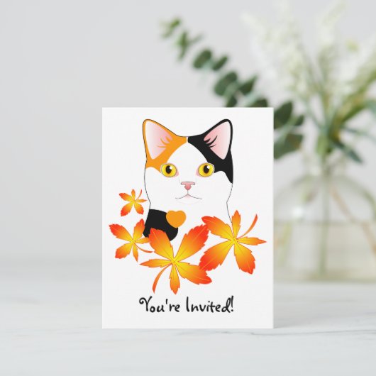 Cat Lover's  uitnodiging Japans Kat (Staand voorkant)