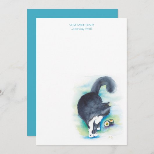 Cat Lover's Waterverf Note Cards Kaart (Voorkant / Achterkant)