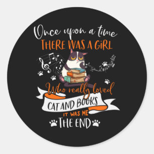 Cat Lovers   Wie houdt er echt van kat- en boekeno Ronde Sticker