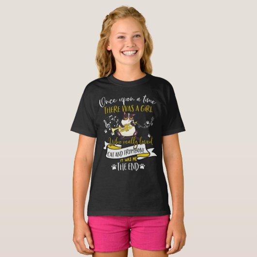 Cat Lovers | Wie houdt er echt van kat en trombone T-shirt (Voorkant volledig)
