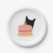 Cat Loves Cake Papieren Bordje (Voorkant)