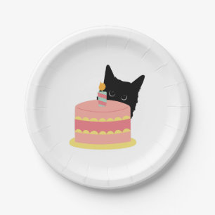 Cat Loves Cake Papieren Bordje