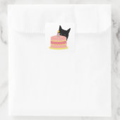 Cat Loves Cake Vierkante Sticker (Tas)