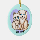 Cat Loves Dog Keramisch Ornament (Rechts)