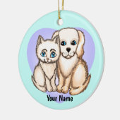 Cat Loves Dog Keramisch Ornament (Links)