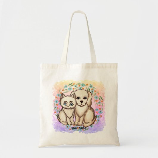 Cat Loves Dog Tote Bag (Voorkant)