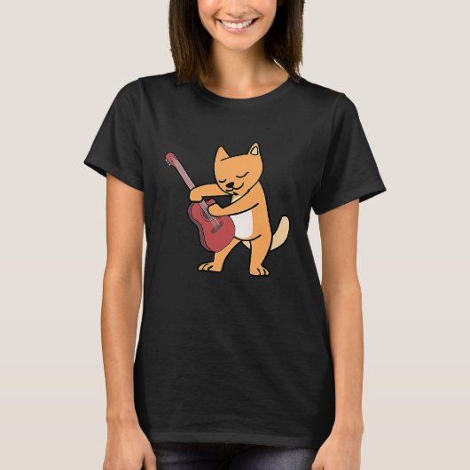 Cat Loves Musical Instruments Plays Guitar T-shirt (Voorkant)