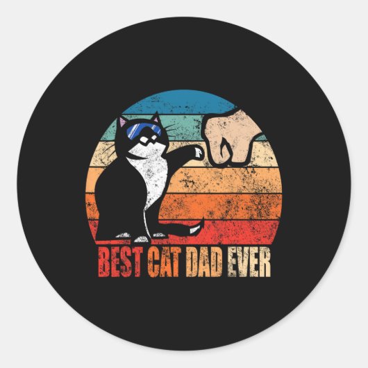 Cat Loving Daddy Vaders Dag Gift Mannen Geen Best Ronde Sticker (Voorkant)