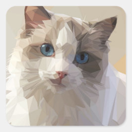 Cat lowpoly art vierkante sticker
