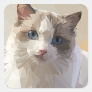 Cat lowpoly art vierkante sticker