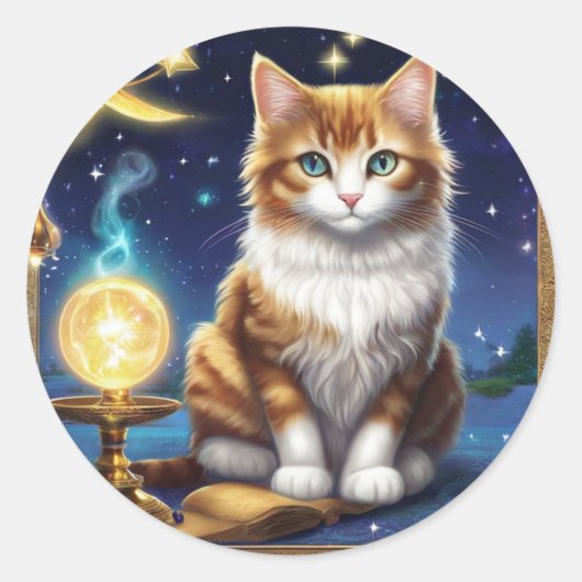 Cat Magic Ronde Sticker (Voorkant)