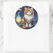 Cat Magic Ronde Sticker (Tas)