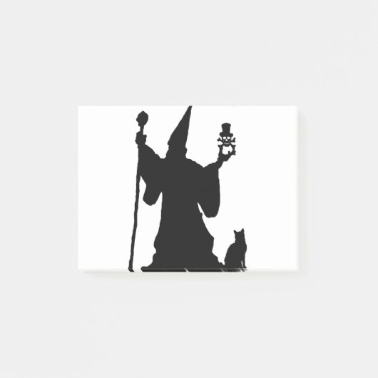 Cat Magic Silhouette Skull Sorcerer Staff Wizard. Post-it® Notes (Voorkant)