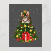 Cat Maine Coon Cat Xmas Tree Lights Cat Lover Ugly Briefkaart (Voorkant)