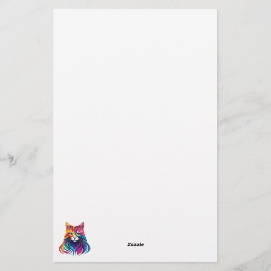 Cat Maine Coon Portret Regenboog Kleuren Briefpapier (Achterkant)