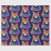 Cat Maine Coon Portret Regenboog Kleuren Cadeaupapier (Vlak)
