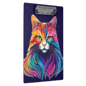 Cat Maine Coon Portret Regenboog Kleuren Klembord (Rechts)