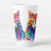 Cat Maine Coon Portret Regenboog Kleuren Latte Mok (Voorkant)