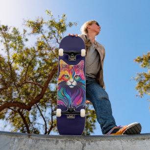 Cat Maine Coon Portret Regenboog Kleuren Persoonlijk Skateboard