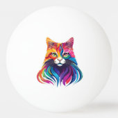 Cat Maine Coon Portret Regenboog Kleuren Pingpongbal (Voorkant)