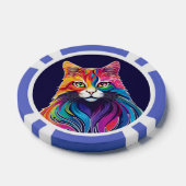 Cat Maine Coon Portret Regenboog Kleuren Poker Chips (Enkel)