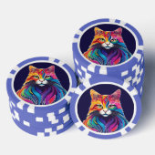 Cat Maine Coon Portret Regenboog Kleuren Poker Chips (Opstapeling)