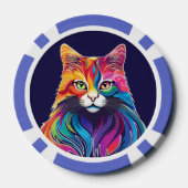 Cat Maine Coon Portret Regenboog Kleuren Poker Chips (Achterkant)