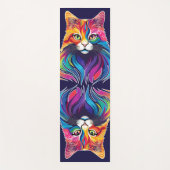 Cat Maine Coon Portret Regenboog Kleuren Yogamat (Voorkant)