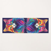 Cat Maine Coon Portret Regenboog Kleuren Yogamat (Voorkant (horizontaal))