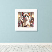 Cat Make Up Artiest voor Cat Lover Canvas Afdruk (Insitu (Houten vloer))