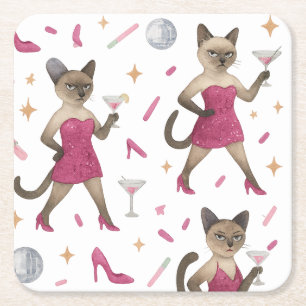 Cat Make-up ARTIST voor vrouw Meisje Vrouwe Katten Kartonnen Onderzetters