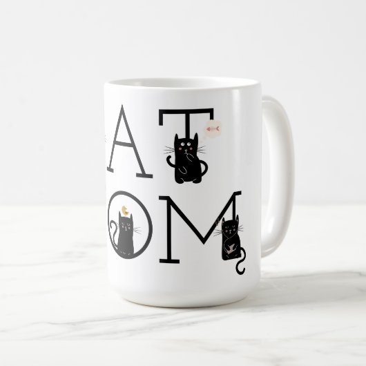 Cat mam Cute Black Cats Coffee Mok (Voorkant rechts)