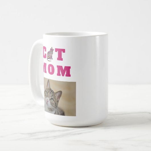 Cat mam Cute Silhouette Foto Koffiemok (Voorkant links)