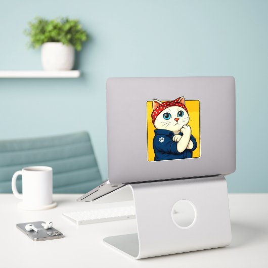 Cat Mam Moederdag Sticker (Laptop op bureau)