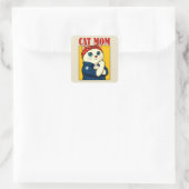 Cat Mam Moederdag Vierkante Sticker (Tas)