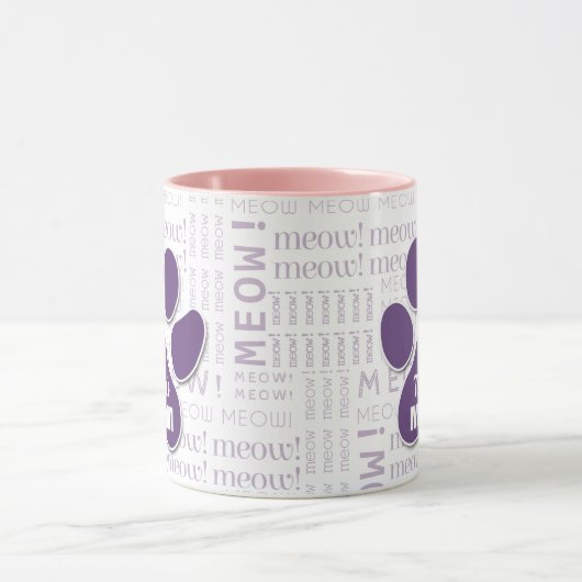 Cat mam Paarse Paw print met Cat's naam Mok (Midden)