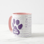 Cat mam Paarse Paw print met Cat's naam Mok (Voorkant links)