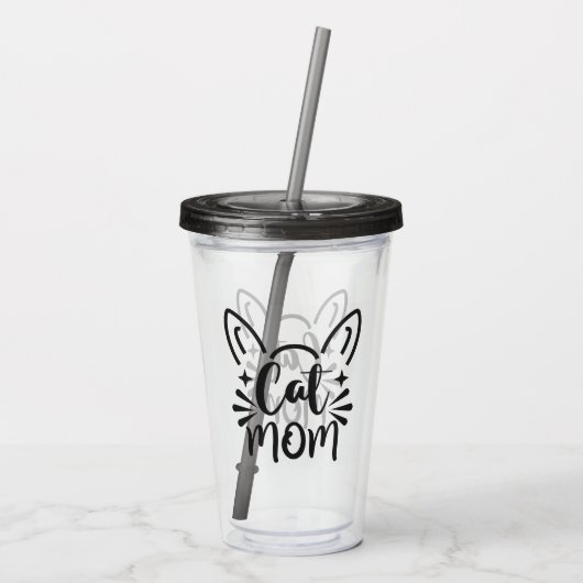 Cat mama acryl drinkbeker (Achterkant)