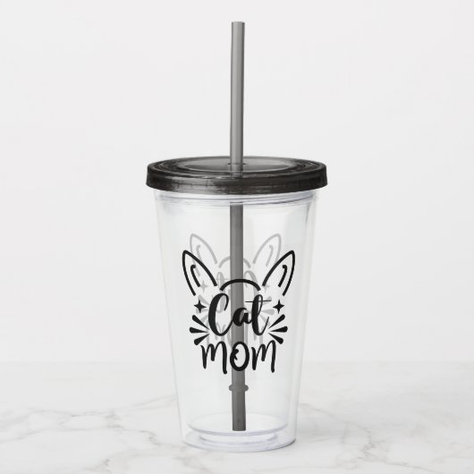 Cat mama acryl drinkbeker (Voorkant)